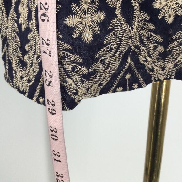 BLOOMCHIC 14-16 1X Plus Navy Blue Rayon Embroidered Boho Blouse Topo NWT b138 - Picture 3 of 8